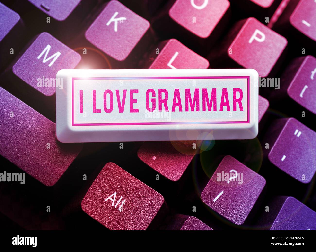 Scrittura che mostra il testo i Love Grammar. Business vetrina atto di ammirazione del sistema e della struttura del linguaggio Foto Stock