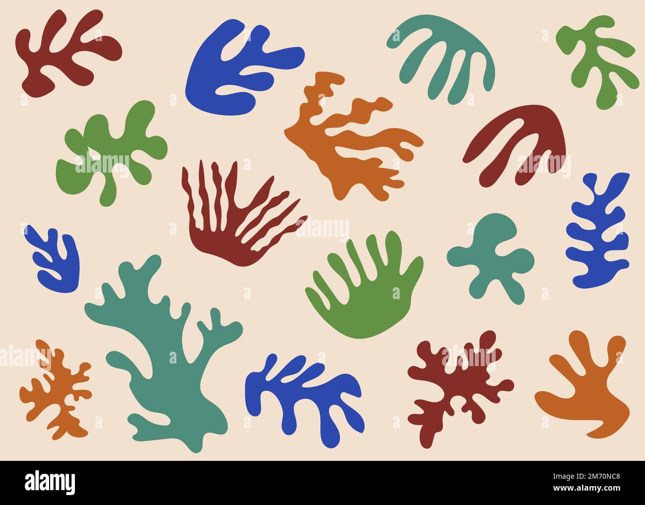 Matisse forme geometriche e organiche. Vettore astratto elementi floreali contemporanei. Illustrazione vettoriale Illustrazione Vettoriale