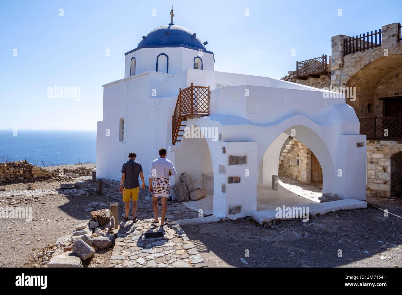 Chiesa di San George, Castello di Astypalea, Sporadi del Sud, Mar Egeo, Grecia Foto Stock