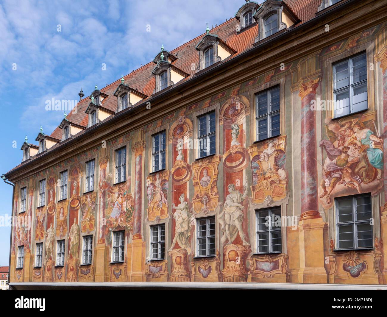 Facciata dipinta del famoso edificio del Municipio, Bamberga, alta Franconia, Baviera, Germania Foto Stock