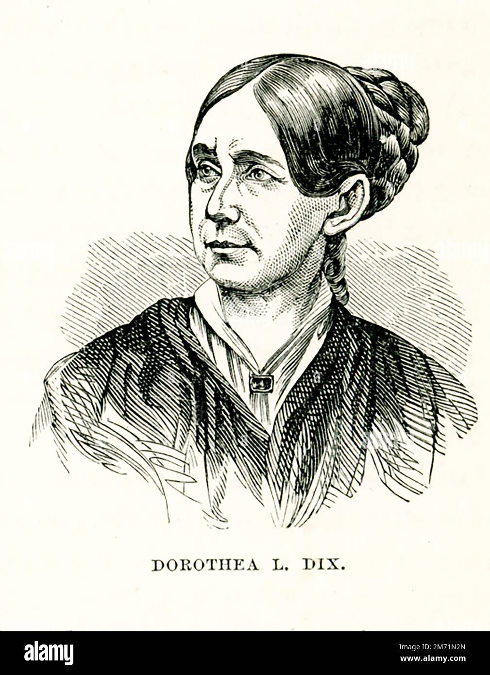 Dorothea Lynde Dix (1887) è stato un avvocato americano a nome dei malati mentali indigenti. Attraverso un programma vigoroso e sostenuto di lobbying delle legislature statali e del Congresso degli Stati Uniti, ha creato la prima generazione di asili mentali americani. Durante la guerra civile, ha servito come sovrintendente degli infermieri dell'esercito. Foto Stock