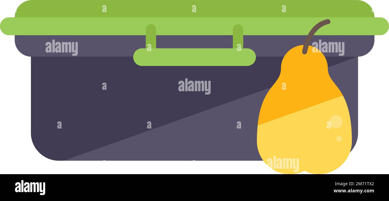 Cestino pranzo di frutta icona piatto vettore. Pasto sano. Scuola snack isolato Illustrazione Vettoriale