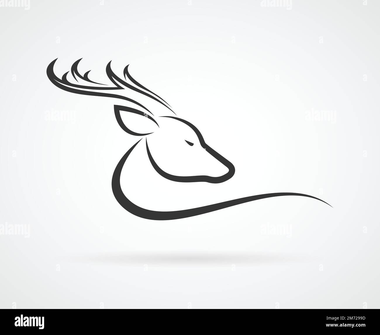 Immagini vettoriali della testa di cervo su sfondo bianco. Illustrazione vettoriale a strati facilmente modificabile. Illustrazione Vettoriale