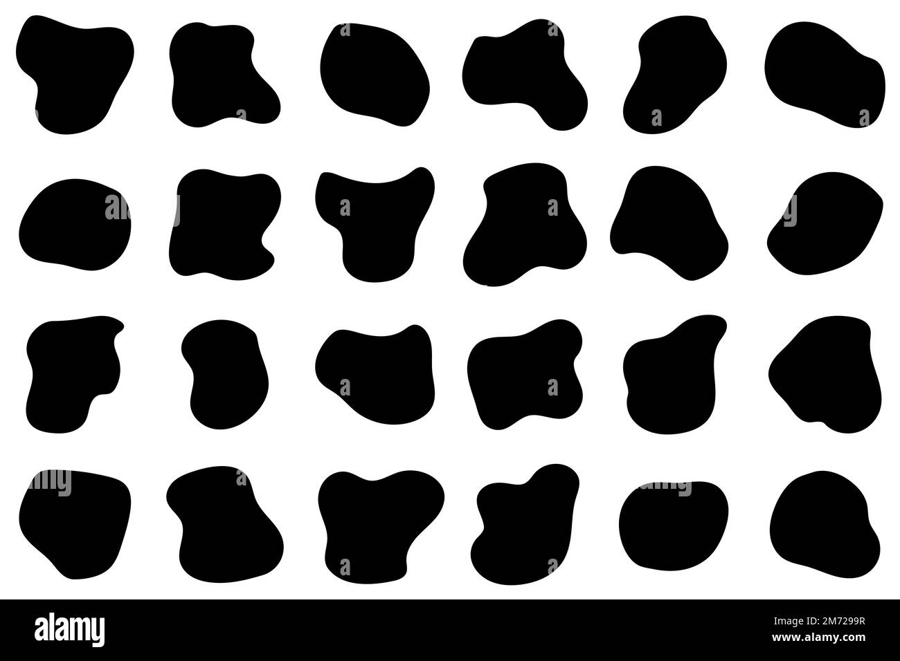 Set forme liquide astratte. Blob ovale irregolare. Macchie di inchiostro di forma futuristica. Elementi liquidi. Blottches casuali. Elementi grafici moderni. Illustrazione del vettore Illustrazione Vettoriale