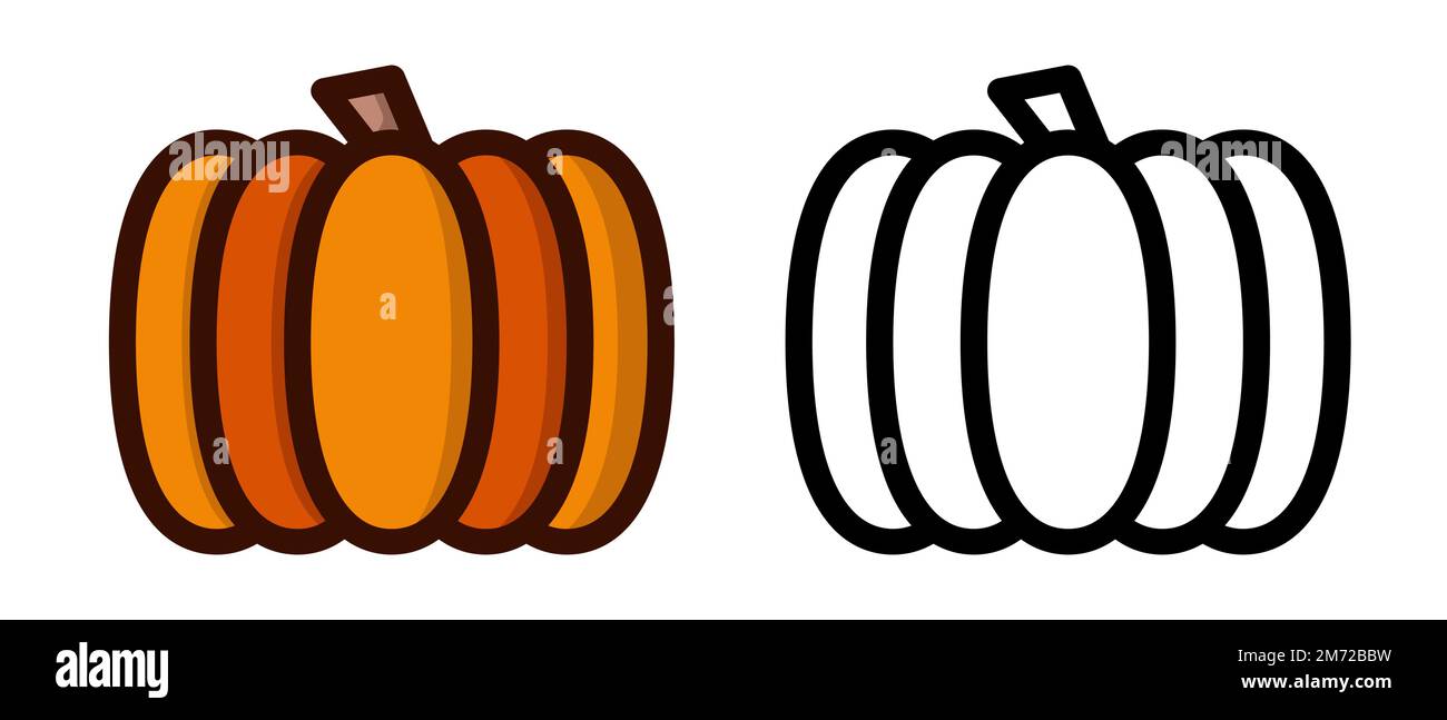 Libro da colorare di zucche. Zucche succose e dolci. Gioco educativo per bambini. Frutta e verdura. Libro da colorare per bambini. Gioco educativo per presc Illustrazione Vettoriale