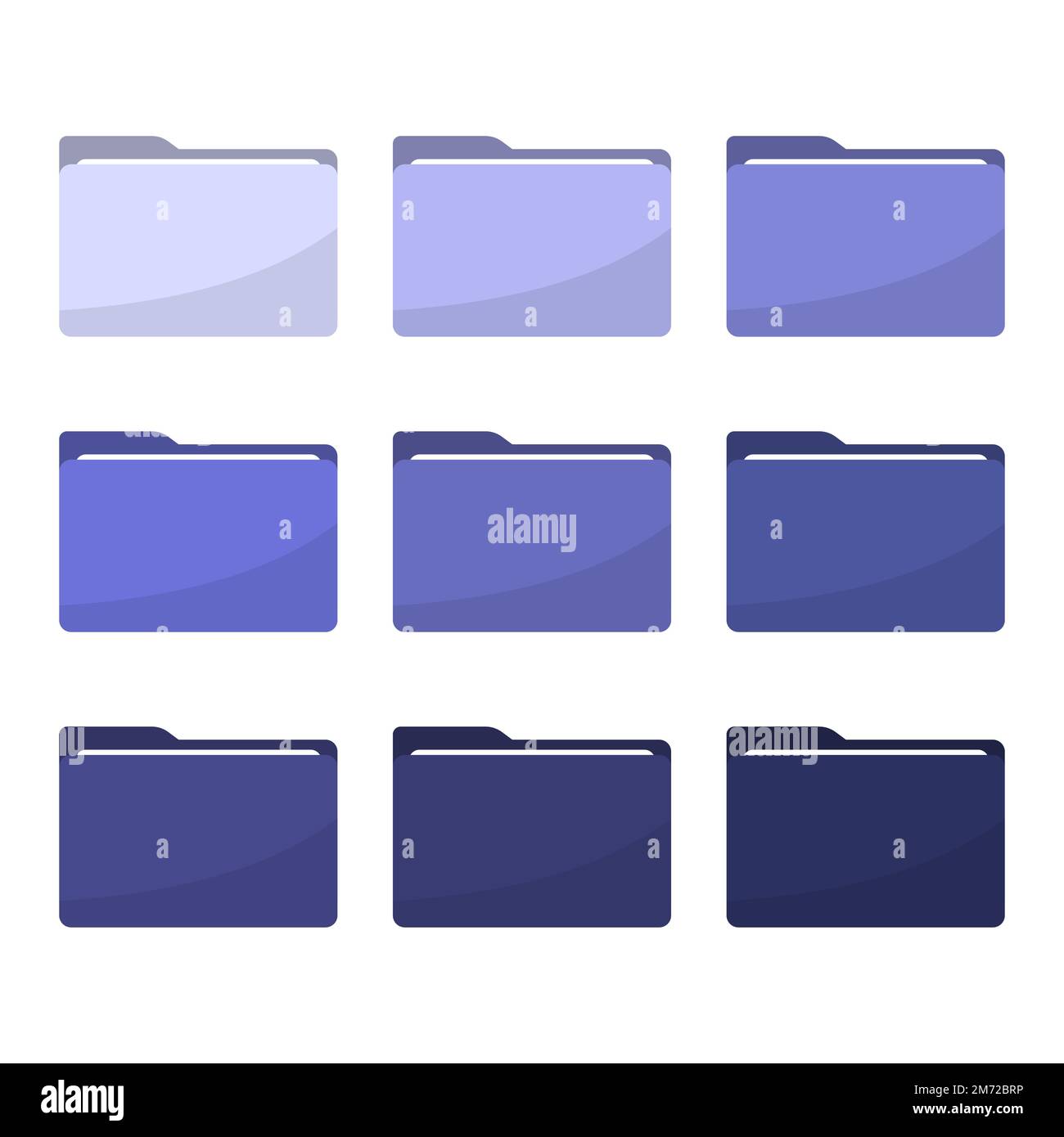 Icone cartella impostato in trendy 2022 molto peri colore. Icone di cartella viola lavanda trendy. Tutti i tipi di documenti, formati file simboli di illustrazione vettoriale c Illustrazione Vettoriale