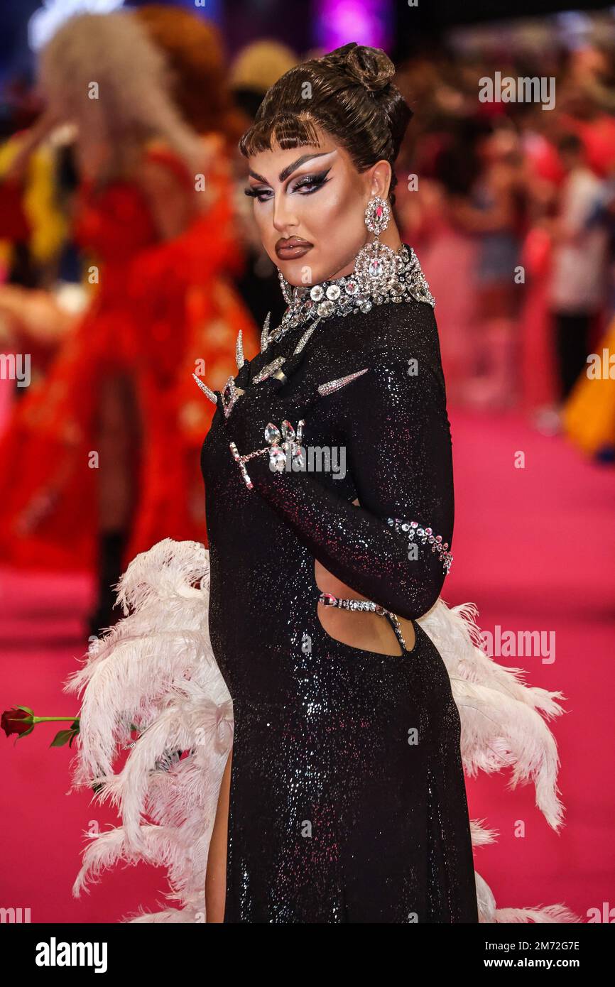 Londra, Regno Unito. 06th Jan, 2023. A'Whora al lancio del Drag con UK 2023 di RuPaul a Londra. Credit: SOPA Images Limited/Alamy Live News Foto Stock