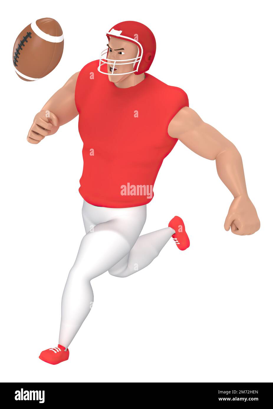 Personaggi sportivi isometrici giocatori di calcio americani . 3D rendering dei giocatori di calcio. Foto Stock