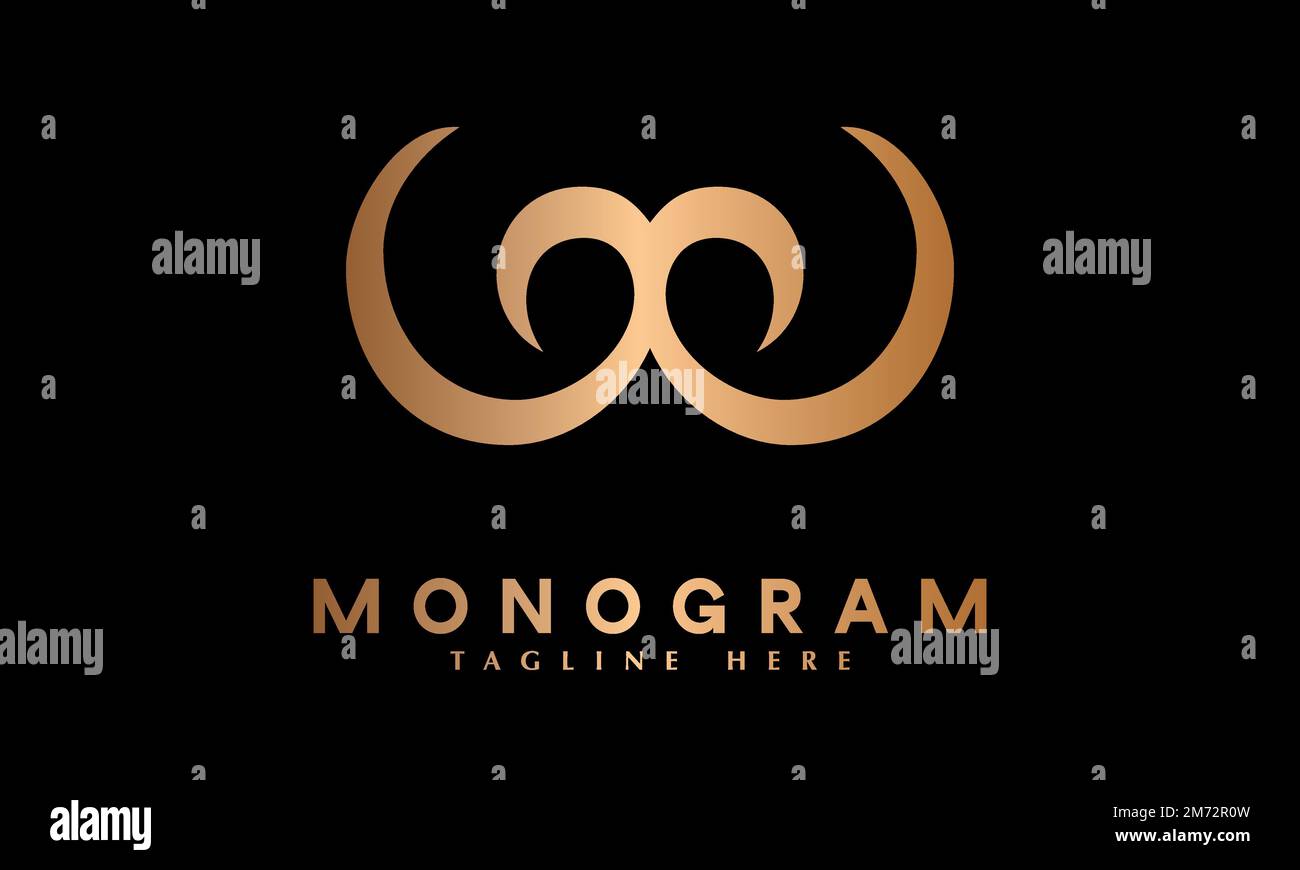 Modello monogramma vettoriale con logo di bellezza Swirl Illustrazione Vettoriale