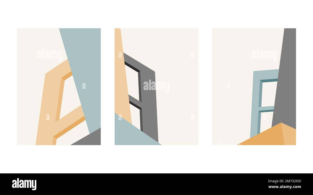 impostare la copertina del poster astratto dell'architettura. poster con forma geometrica edificio minimo, copertina architettura, colore alla moda, vettore. progettare per l'architettura Illustrazione Vettoriale