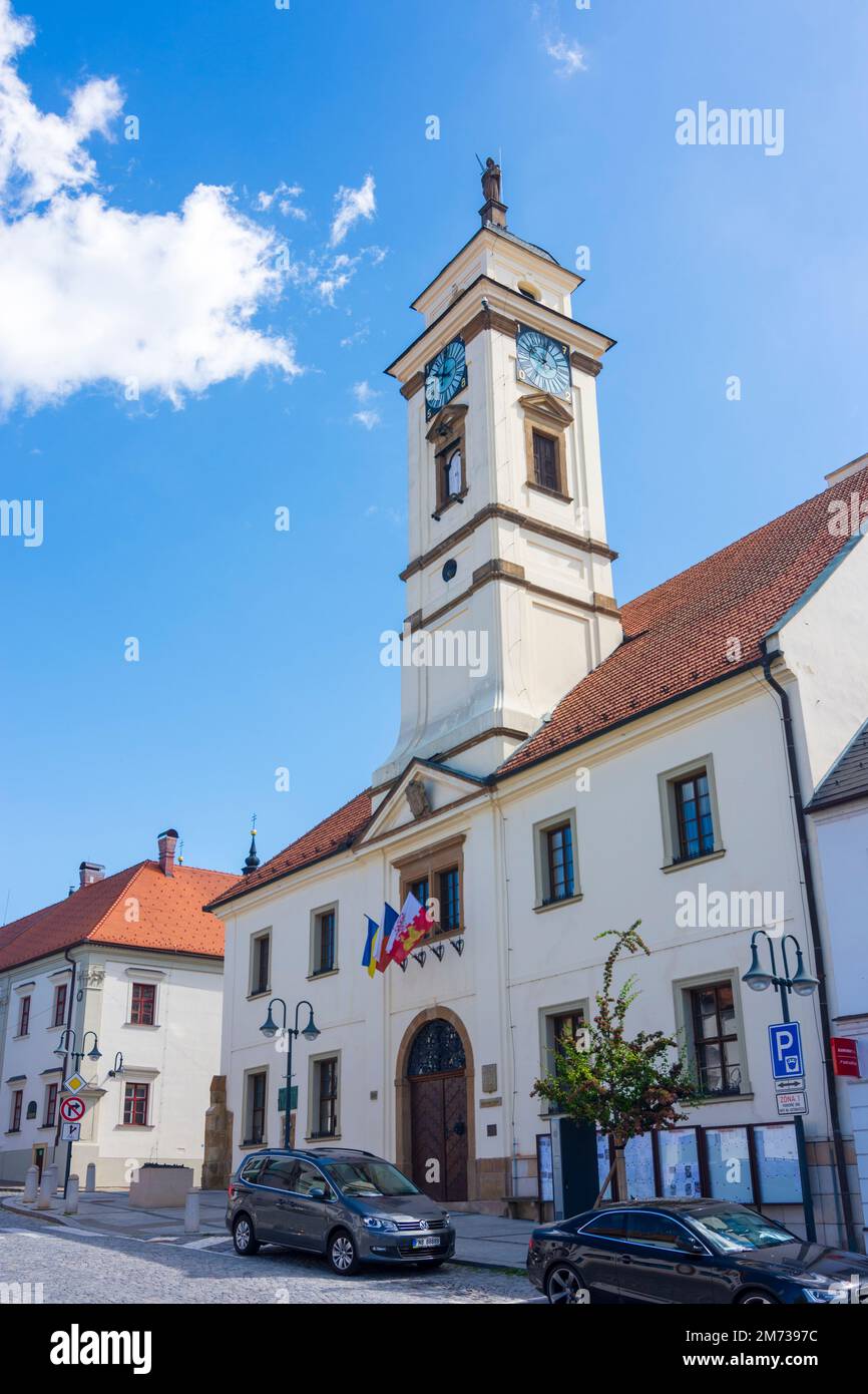 Uhersky Brod (Ungarisch Brod) : Piazza Masarykovo e il municipio in , Zlinsky, Zlin Region, Zliner Region, Czech Foto Stock