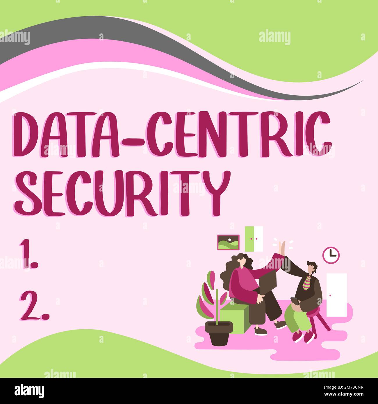 Didascalia di testo che presenta la sicurezza incentrata sui dati. La vetrina aziendale comprende i valori recuperati dal database dal Web Foto Stock