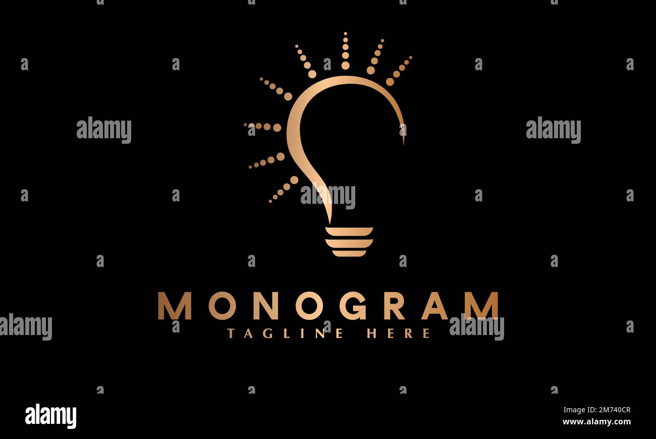 Lampadina idea logo modello monogramma vettoriale Illustrazione Vettoriale