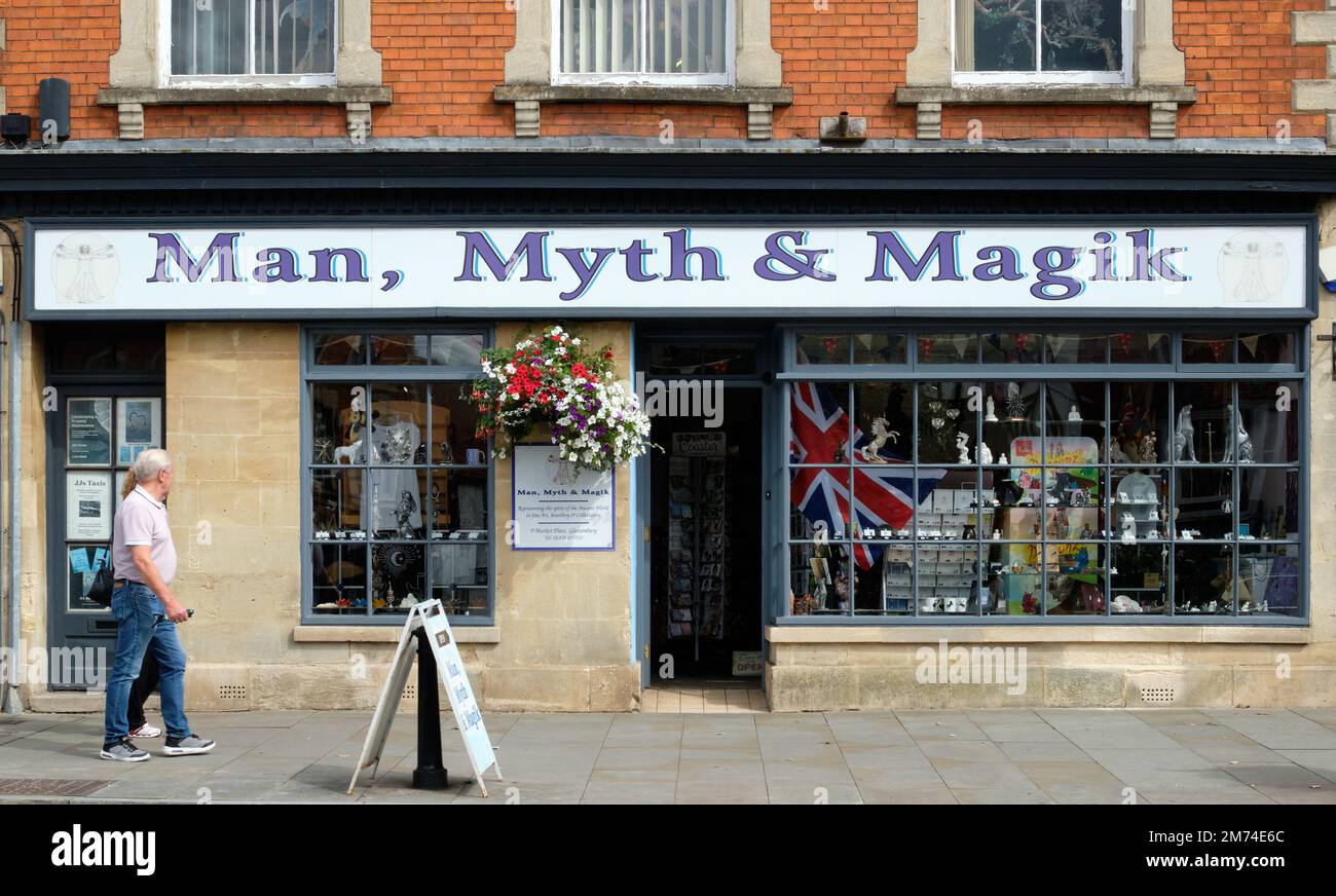 Man Mith e Magik Shop Glastonbury Foto Stock