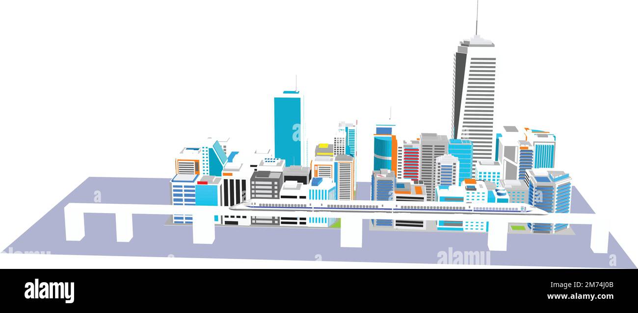 Silhouette di edificio di appartamenti nel centro città. Illustrazione Vettoriale