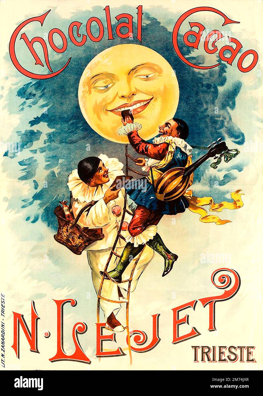 Victorian c1850 manifesto pubblicitario per il cioccolato francese. Foto Stock