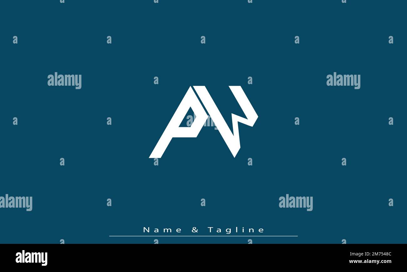 Lettere alfabetiche iniziali logo monogramma PW , WP Illustrazione Vettoriale