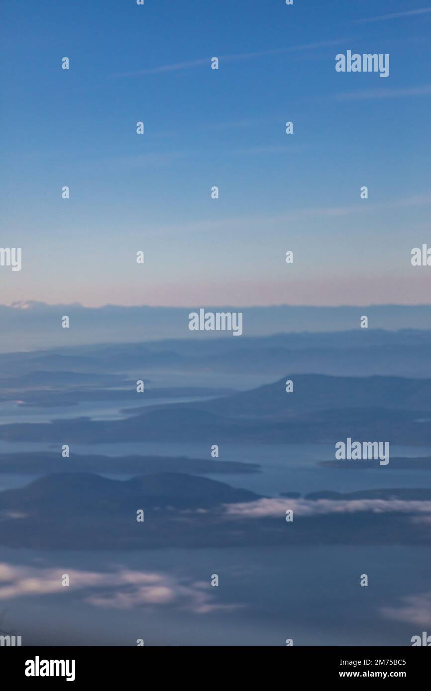 La costa di Vancouver dall'alto Foto Stock