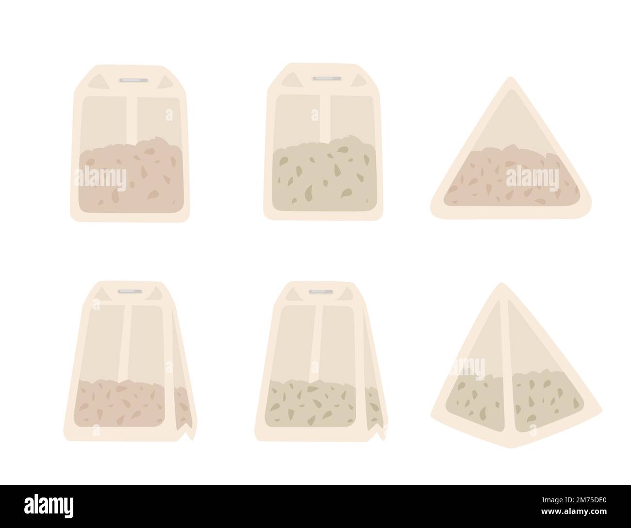 Set di diverse forme di illustrazione vettoriale sacchetti da tè isolato su sfondo bianco Illustrazione Vettoriale
