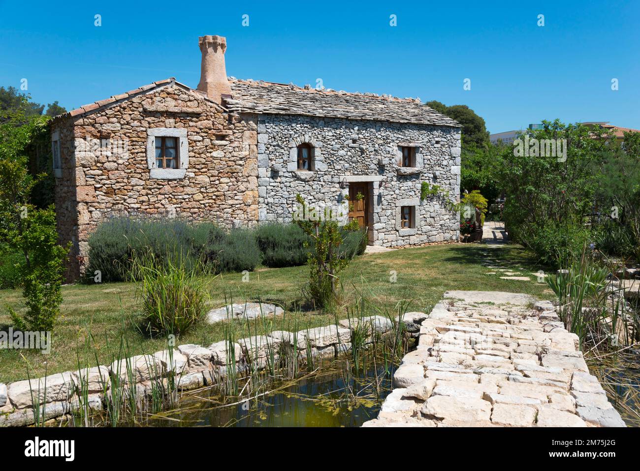 Casa tipica, villaggio etno dalmata, Sibenik, Sibenik-Knin, Dalmazia, Croazia Foto Stock