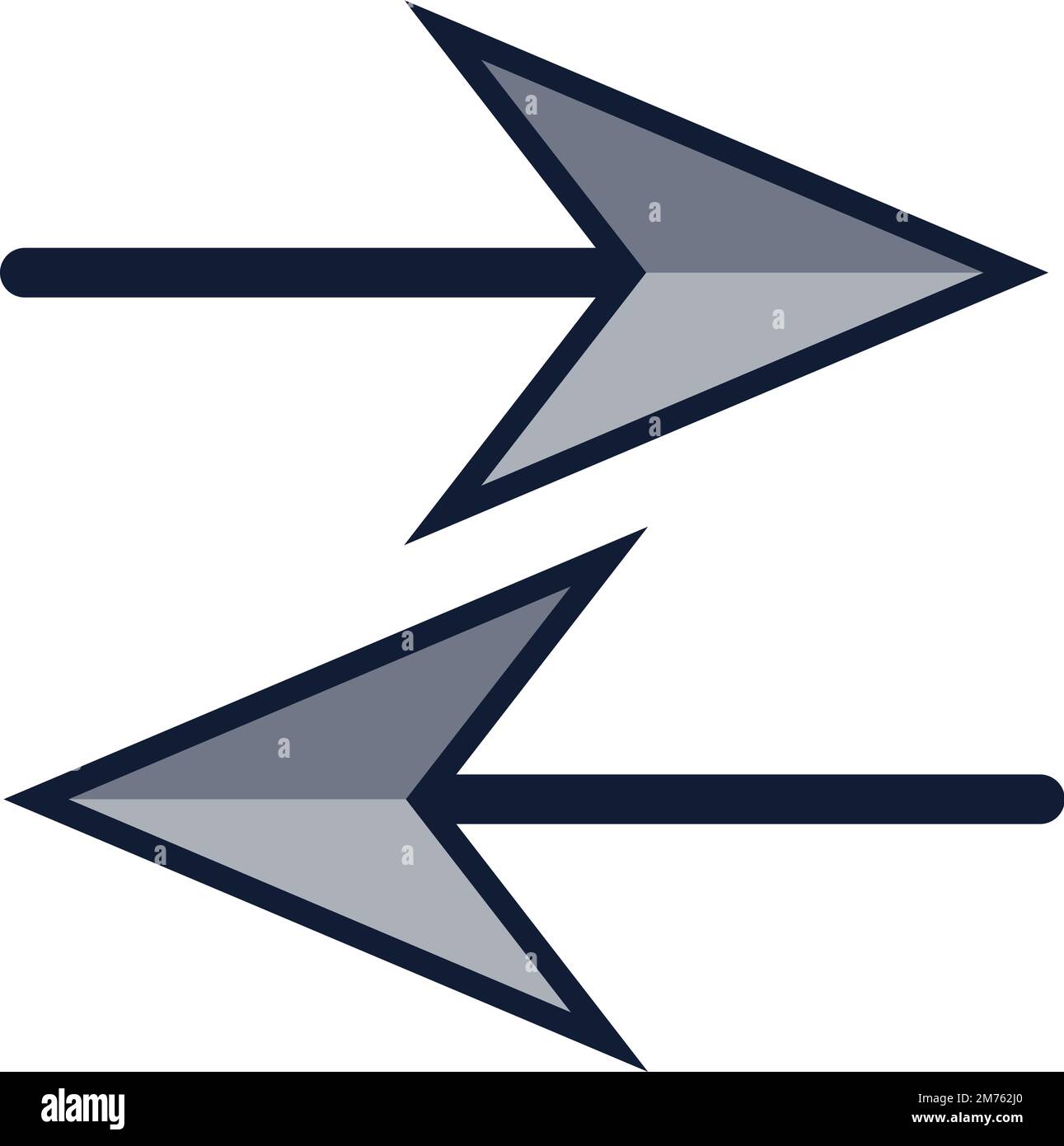 Informazioni sulle frecce di trasferimento. Due frecce che puntano in direzioni diverse. Invio, ricezione o scambio di dati, denaro, valuta o informazioni. Illustrazione Vettoriale