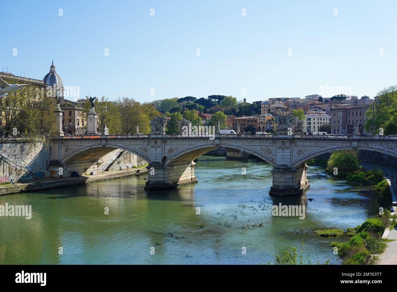 Ponte Vittorio Emanuele II, un ponte sul Tibor a Roma Foto Stock