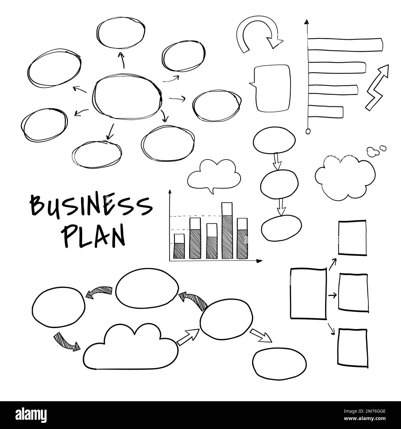 Business plan impostato con vettori grafici e grafici Illustrazione Vettoriale