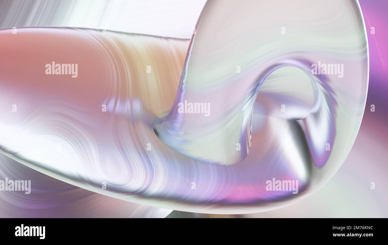 Abctract geometria 3D con texture iridescente olografica perlescente, rendering 3D, sfondi per schermo pc Foto Stock