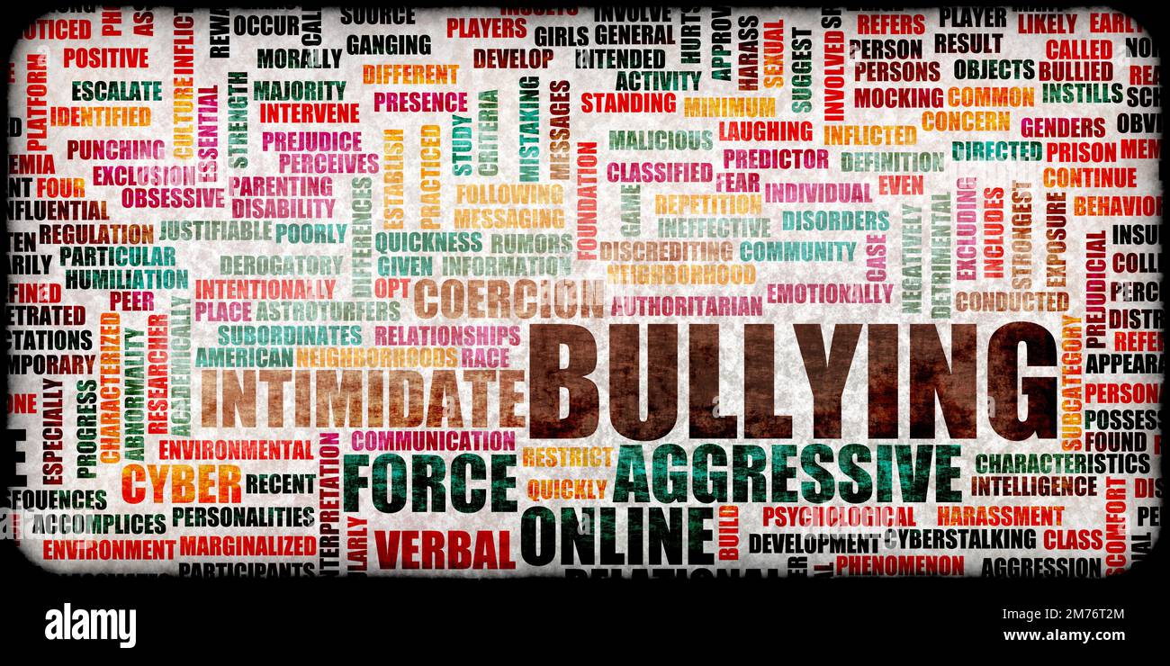 Bullismo a scuola e online come concetto Foto Stock
