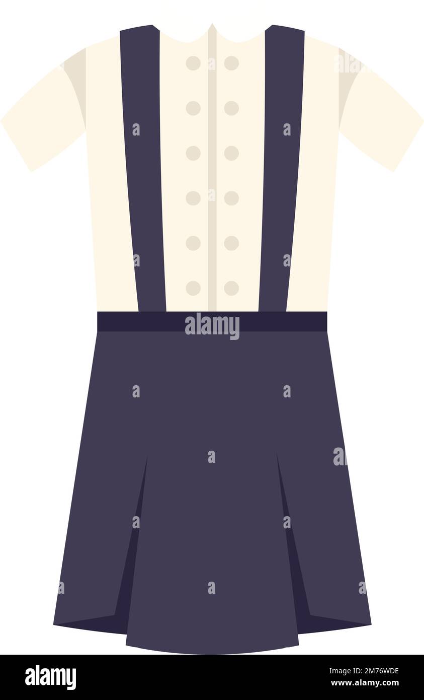 Abito di moda uniforme icona vettore piatto. Maglietta posteriore. Scuola studentesca isolata Illustrazione Vettoriale