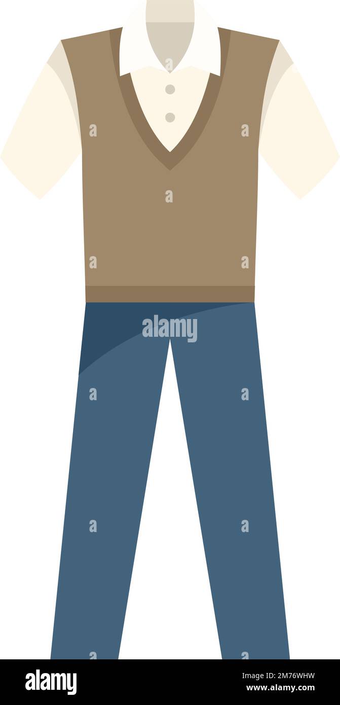 Icona ragazzo uniforme vettore piatto. Divisa studente. Abito isolato moda Illustrazione Vettoriale