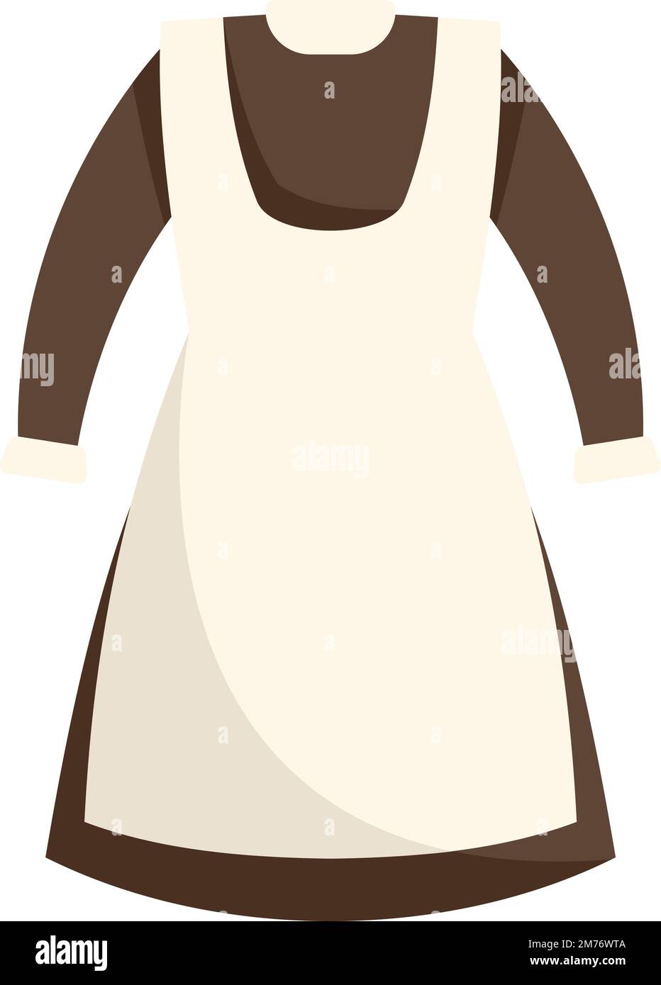 Abito lungo uniforme icona vettore piatto. Ragazza di moda. Scuola di vestito isolato Illustrazione Vettoriale