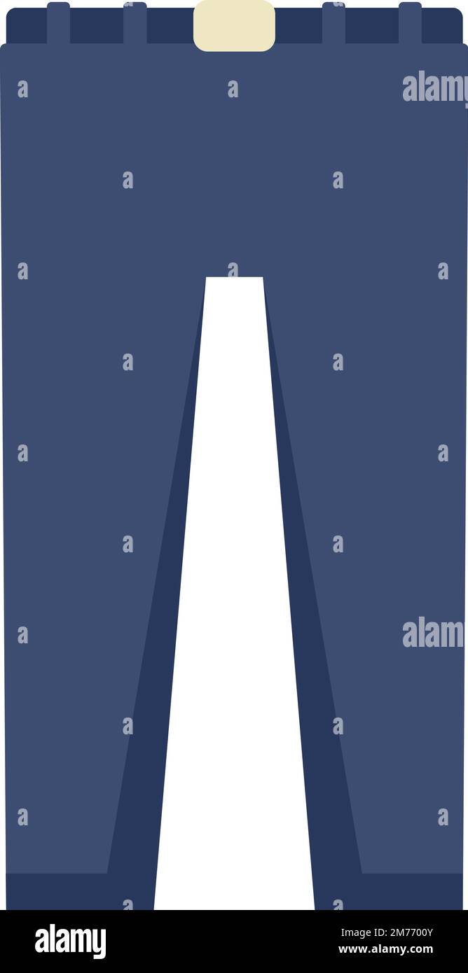 Jeans pantaloni icona vettore piatto. Uniforme scolastica. Bambino moda isolato Illustrazione Vettoriale