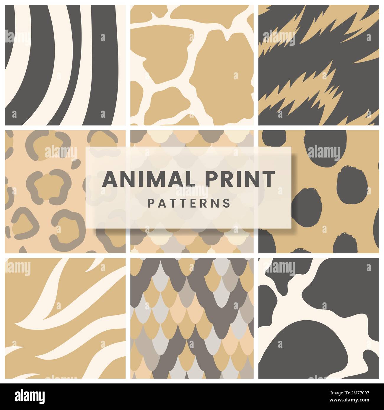 Serie di vettori di campitura di stampa animale senza giunture Illustrazione Vettoriale