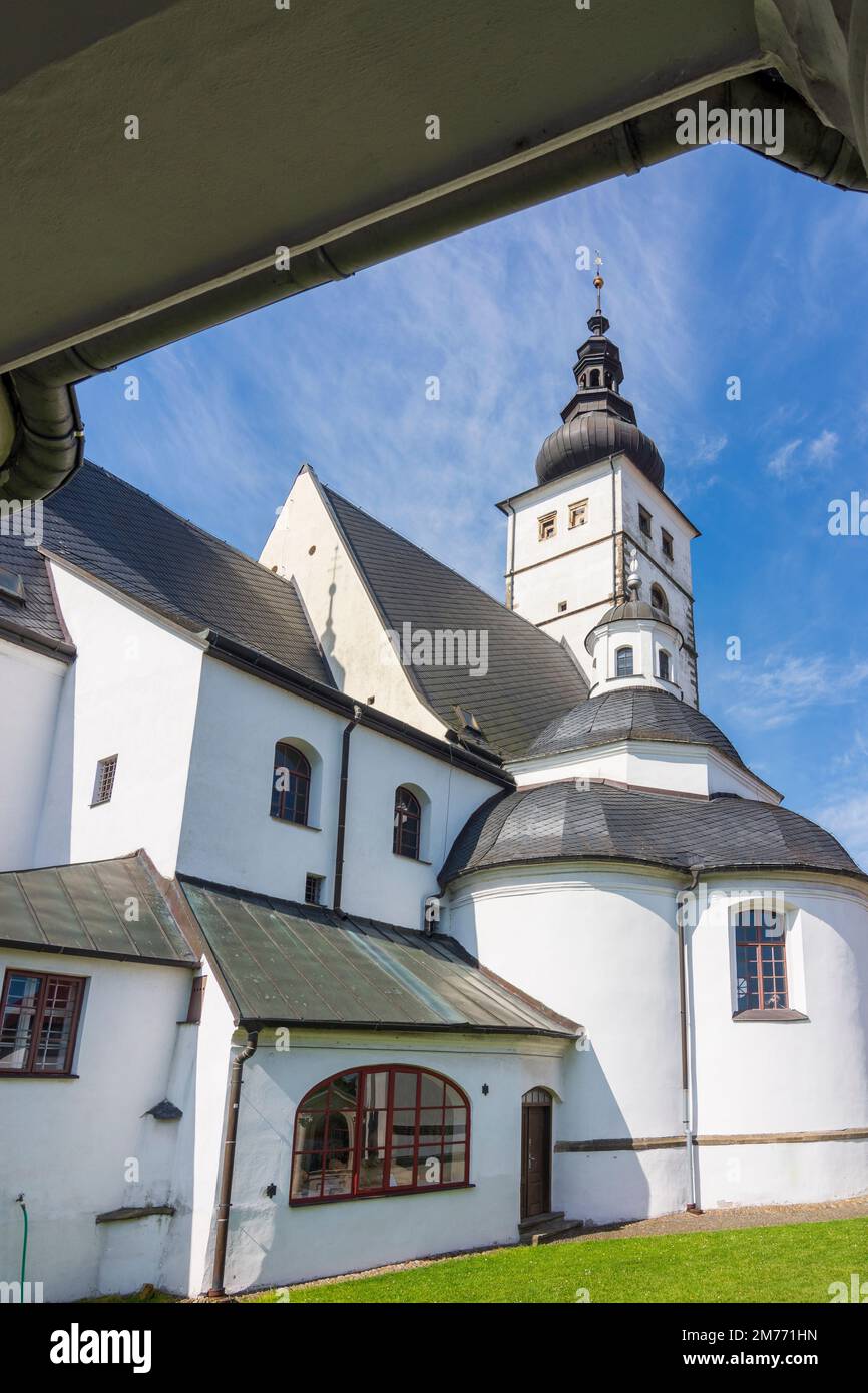 Pribor (Freiberg in Mähren) : Chiesa della Natività della Vergine Maria in , Moravskoslezsky, Regione Moravo-Slesia, Regione Mährisch-schlesische, C Foto Stock