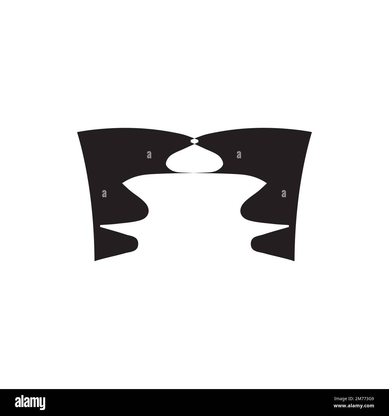Icona della tenda del teatro. Simbolo di sfondo del biglietto per eventi teatrali in stile semplice. Tenda marchio elemento di design. Stampa di t-shirt con tenda a teatro. Illustrazione Vettoriale