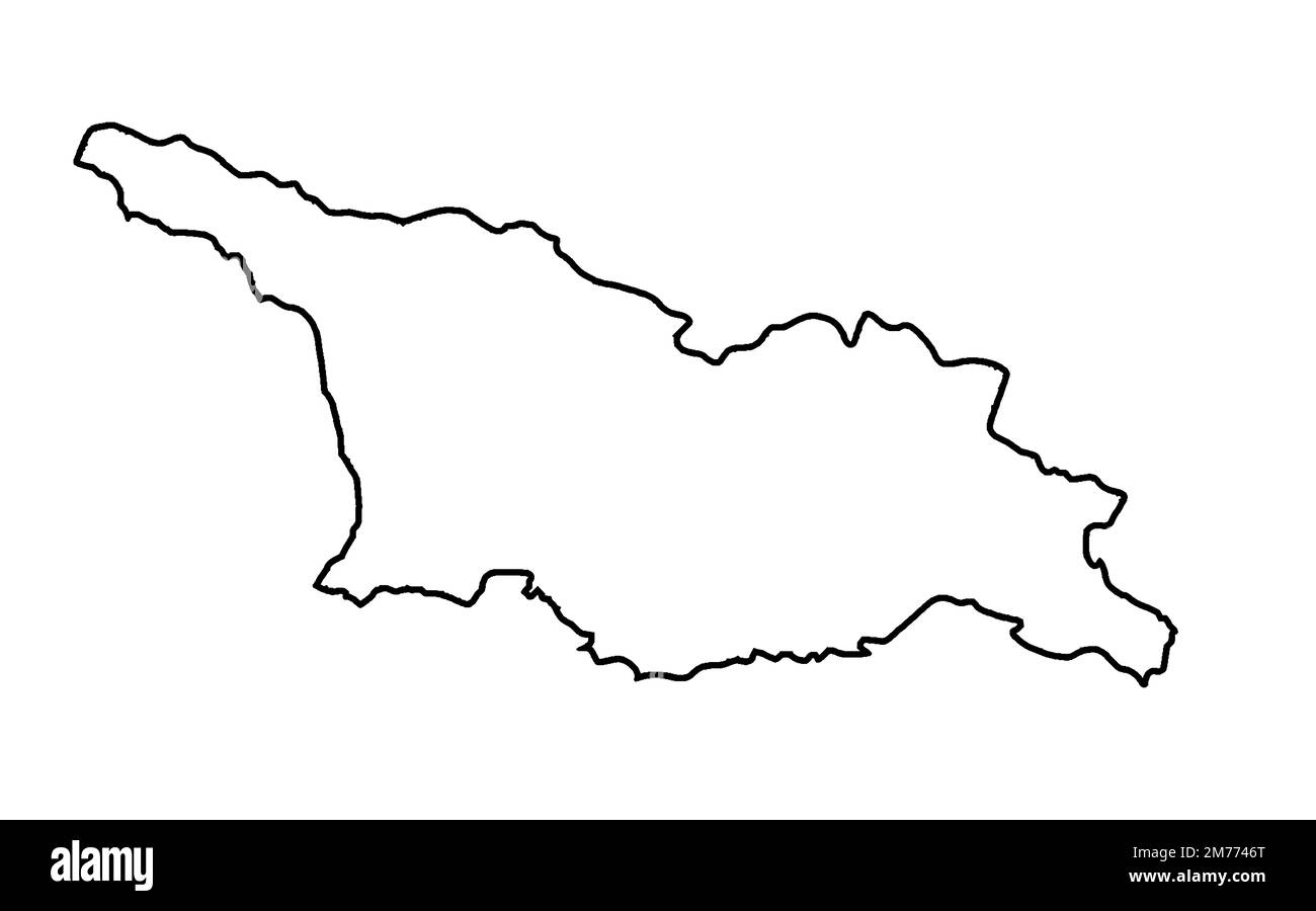 Mappa di profilo del paese dell'Europa orientale della Georgia isolato su uno sfondo bianco Foto Stock