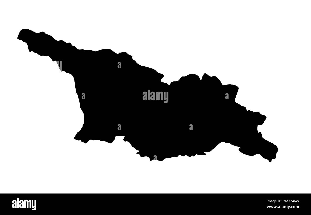 Mappa di silhouette del paese dell'Europa orientale della Georgia isolata su uno sfondo bianco Foto Stock