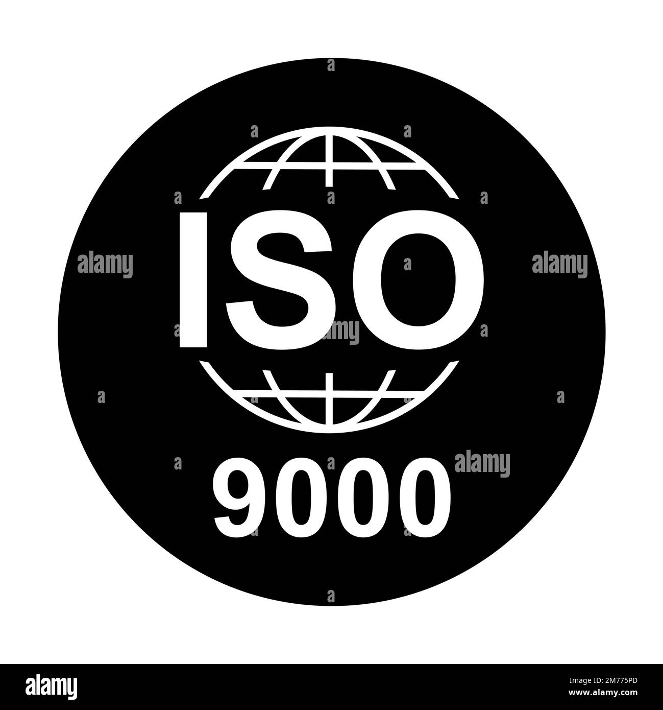 Icona ISO 9000. Simbolo di qualità standard. Segno del pulsante vettore isolato su sfondo bianco . Illustrazione Vettoriale