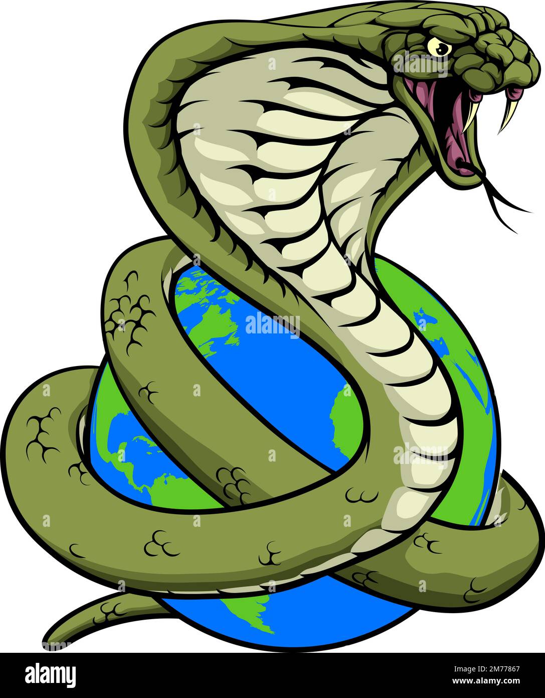 Cobra Snake World Earth Globe Concept Illustrazione Vettoriale