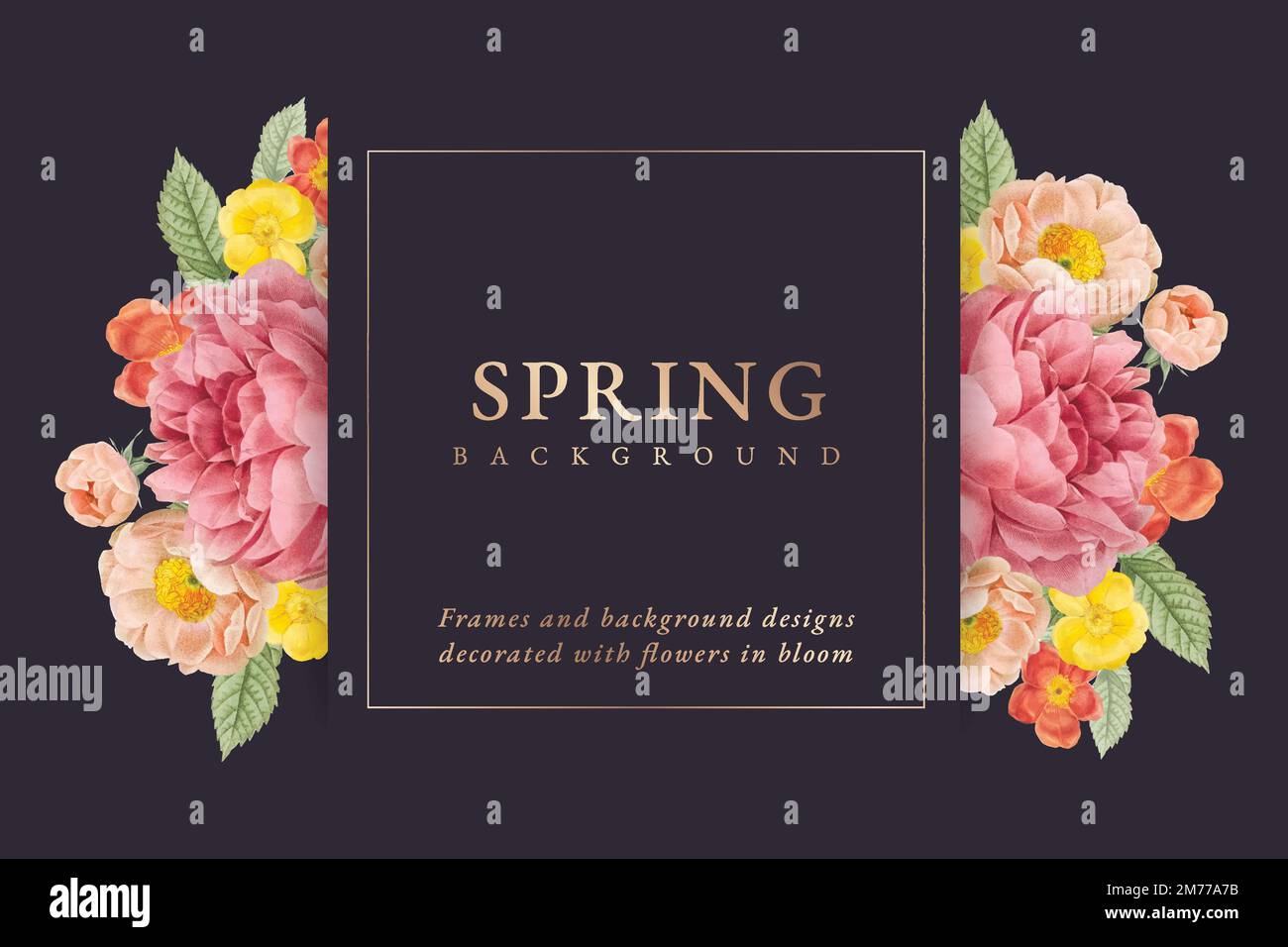 Vettore mockup di invito di nozze floreali Illustrazione Vettoriale