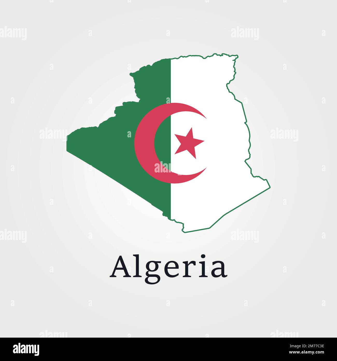 Carta dell'Algeria e vettore bandiera dell'Algeria Illustrazione Vettoriale
