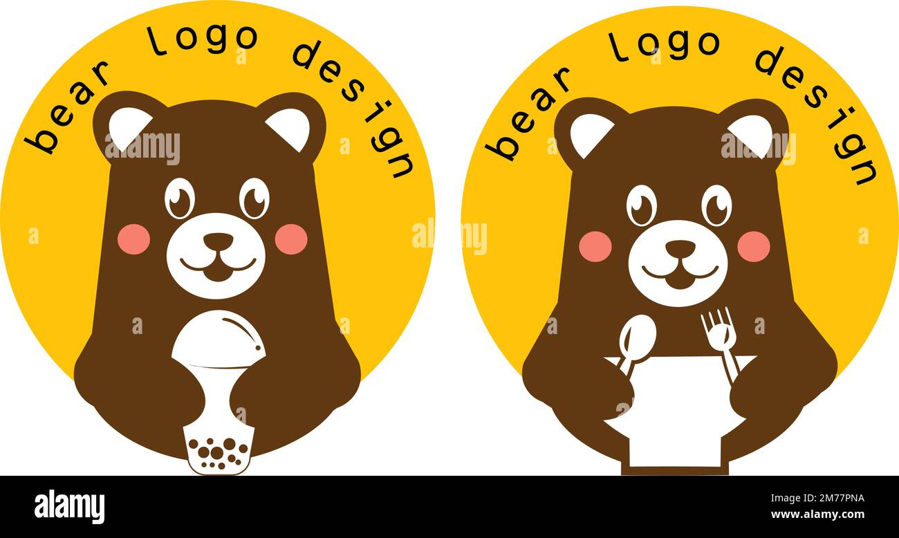 orso logo design marrone cute per il vettore negozio Illustrazione Vettoriale