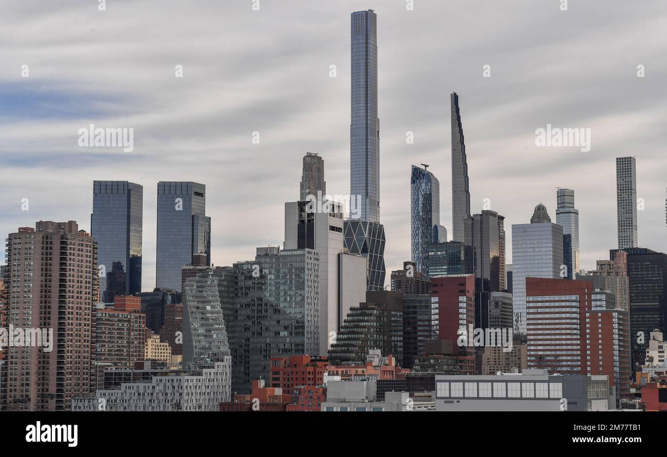 Central Park Tower, conosciuta anche come Nordstrom Tower. A 1.550 piedi, ha il tetto più alto di qualsiasi edificio negli Stati Uniti Foto Stock