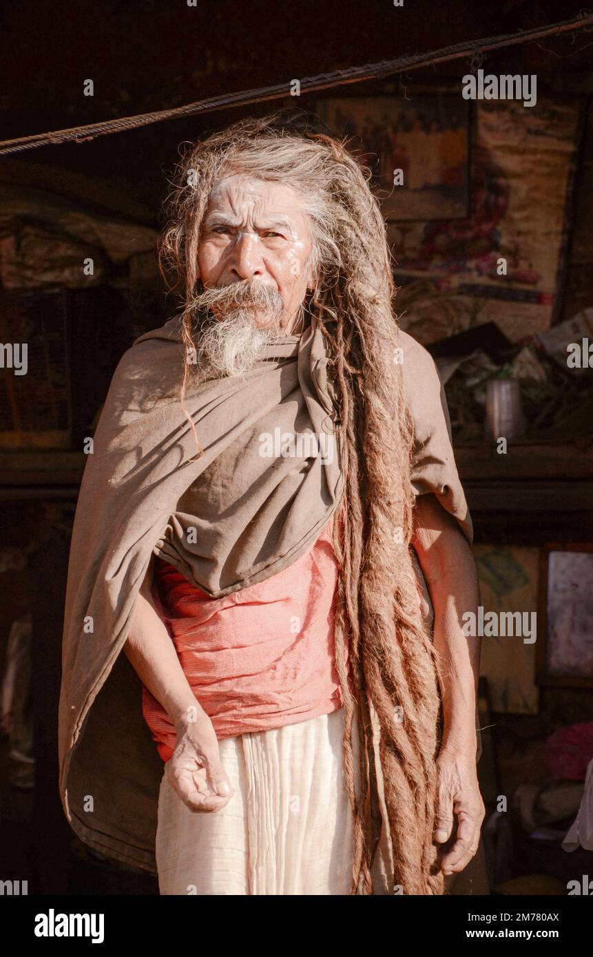 Volti del mondo: Ascetico indù con Dreadlocks matted Foto Stock