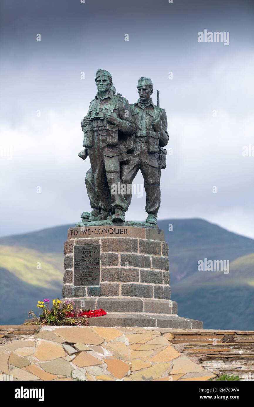 Il Commando Memorial è un monumento a Lochaber, Scozia, dedicato agli uomini delle forze del Commando britannico eretto durante la seconda guerra mondiale Si Foto Stock