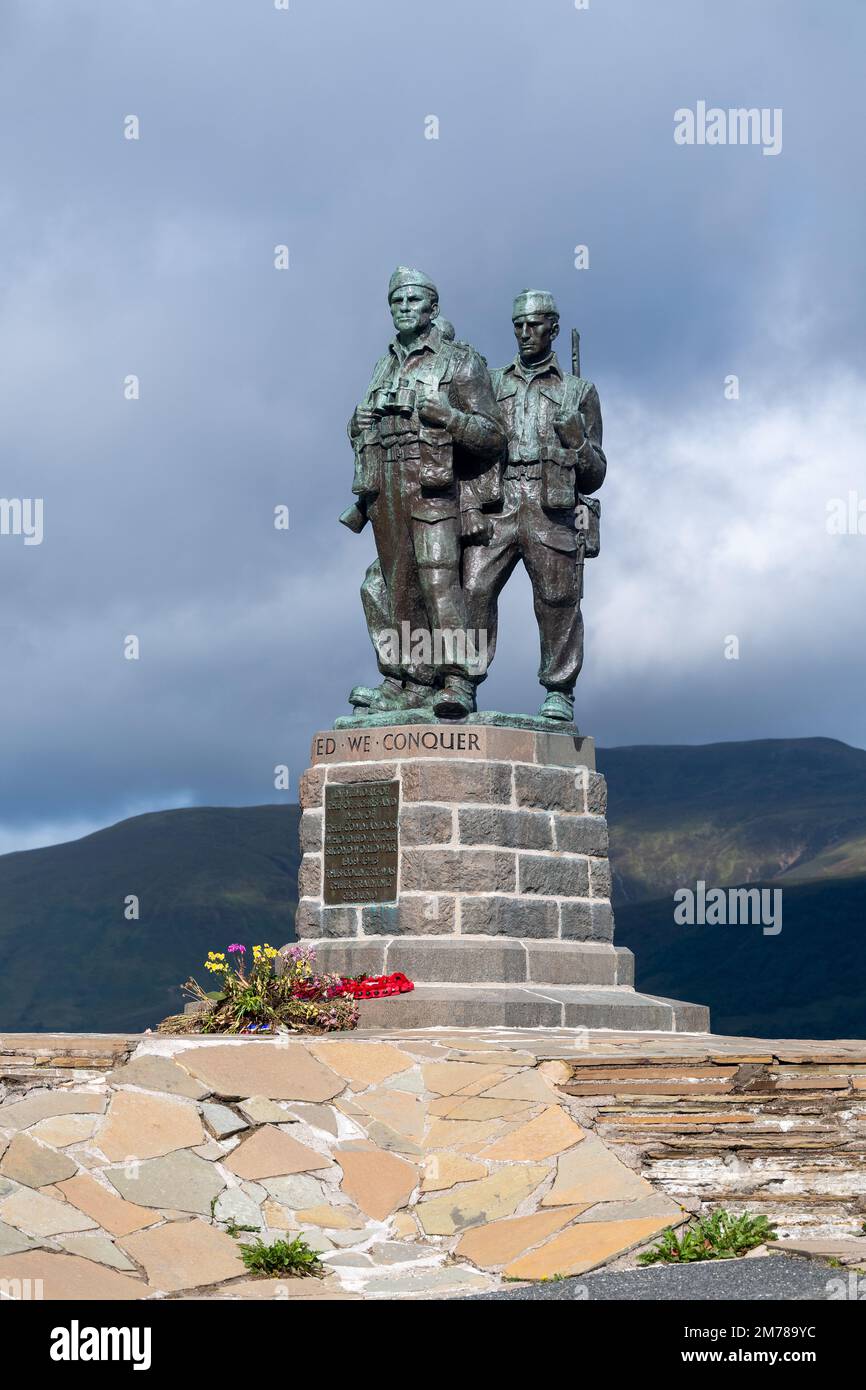 Il Commando Memorial è un monumento a Lochaber, Scozia, dedicato agli uomini delle forze del Commando britannico eretto durante la seconda guerra mondiale Si Foto Stock