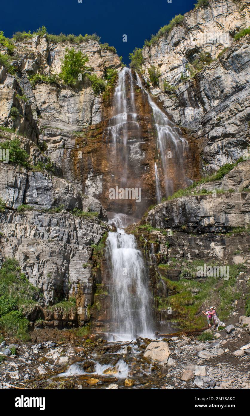 Cascate Stewarts, massiccio del monte Timpanogos, Wasatch Range, Uinta Wasatch cache National Forest, Utah, USA Foto Stock