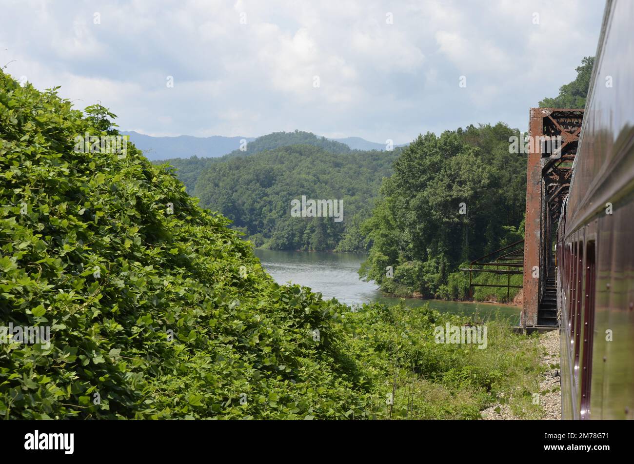 Ferrovia di Smokey Mountain attraverso le Smokey Mountains Foto Stock