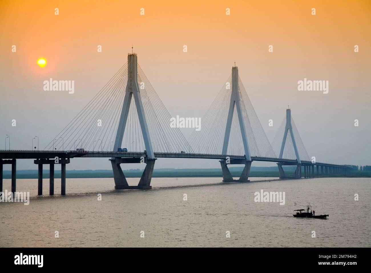 Hunan,Yueyang,Ponte Dongting,Dongting Lago di Ponte, Foto Stock